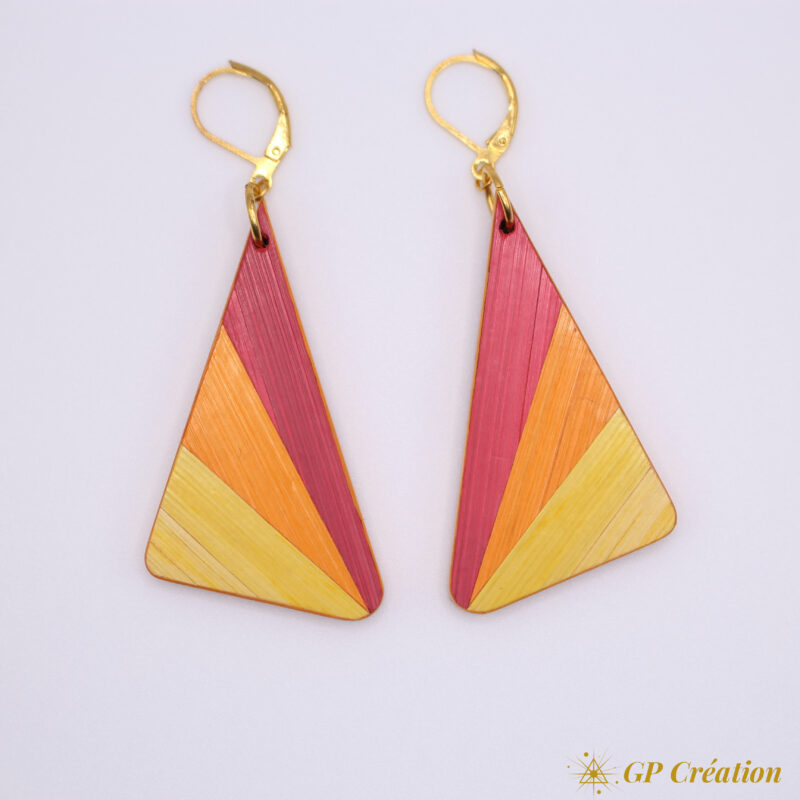 Boucles d'oreilles en marqueterie de paille – Image 2