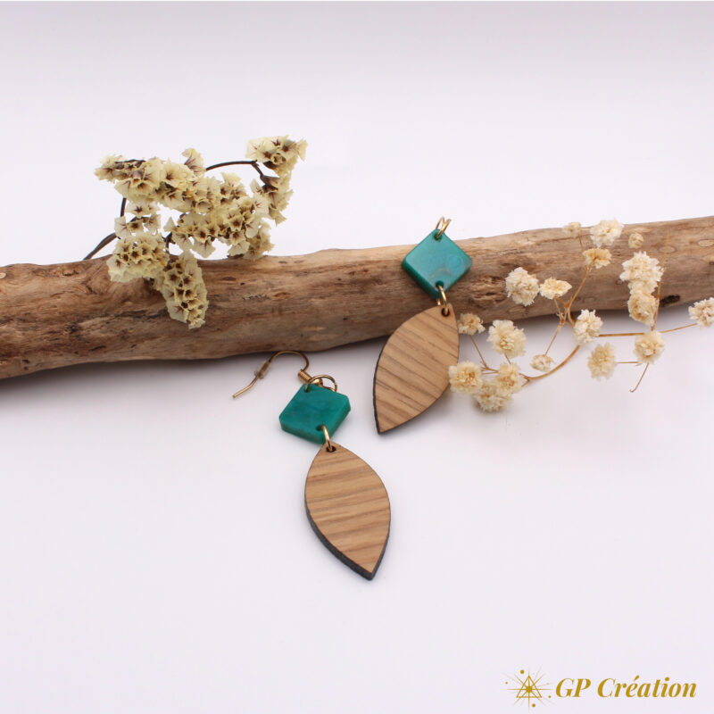 Boucles d'oreilles en bois et résine