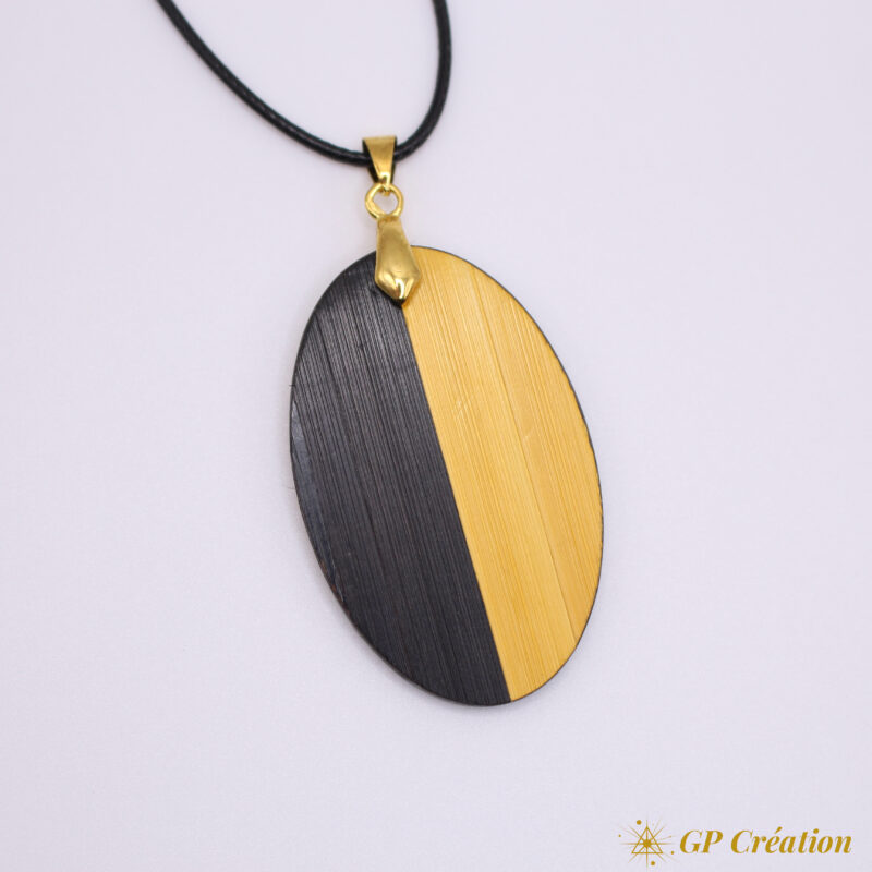 Collier "oval" en marqueterie de paille – Image 2